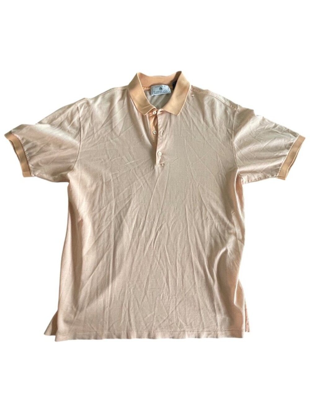 Carroll & Co Mens Light Orange Short Sleeve Polo Shirt Size Large 100% Mercerize
